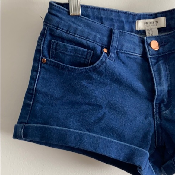 Forever21 mid-rise shorts, stretch indigo denim - Picture 2 of 4